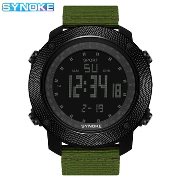 Đồng hồ thể thao nam SYNOKE Thiết kế Camo Đồng hồ điện tử Đồng hồ kỹ thuật số LED chống nước đa chức năng Đồng hồ nam Mặt số kỹ thuật số Đồng hồ nam mặt số lớn Đồng hồ ngoài trời