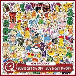 102 Miếng Dán Hoạt Hình Pokemon Đồ Chơi Trẻ Em Dễ Thương Bỏ Túi Quái Vật Chống Thấm Nước Trang Trí Miếng Dán