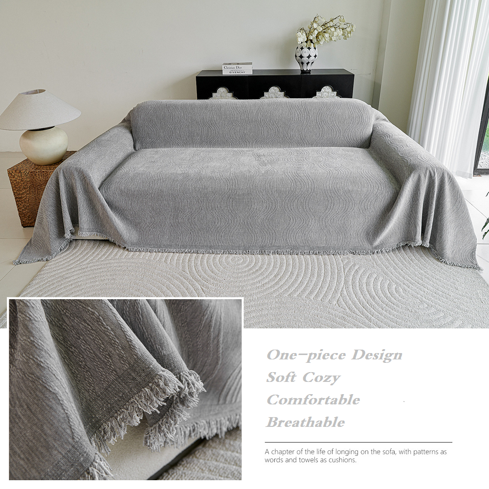 Vỏ Bọc Ghế Sofa Vải Nhung Jacquard Đơn Giản Hiện Đại Màu Trơn, Vỏ Bọc Một Mảnh Chống Trượt Đa Năng Cho Ghế Sofa, Vỏ Bọc Bảo Vệ Động Vật Hình Gợn Sóng Nước Đa Năng