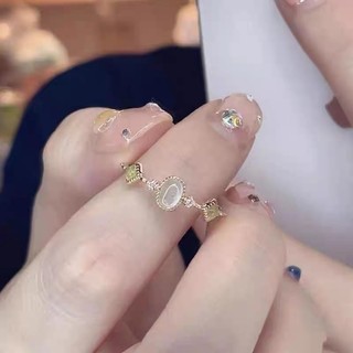 Nhẫn Tinh Moonstone Tự Nhiên Pha Lê Nhẫn Vàng Nữ Có Thể Điều Chỉnh Kích Nhật Bản aget* Đá Quý Phong Thuỷ