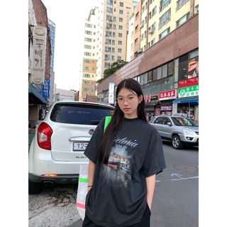 HIIXIIVI Áo thun ngắn tay Oversize nữ Baggy dáng rộng Top nữ độc đáo Ootd 2025 Lives