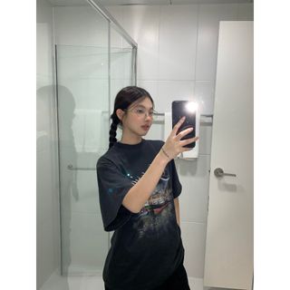 HIIXIIVI Áo thun ngắn tay Oversize nữ Baggy dáng rộng Top nữ độc đáo Ootd 2025 Lives