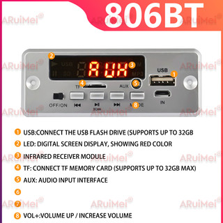 Bộ khuếch đại 2 * 25W 50W DC 6-12V MP3 Bộ giải mã Bluetooth 5.0 12V Máy nghe nhạc MP3 trên ô tô USB FM Ghi âm cuộc gọi Hỗ trợ Thư mục chuyển đổi