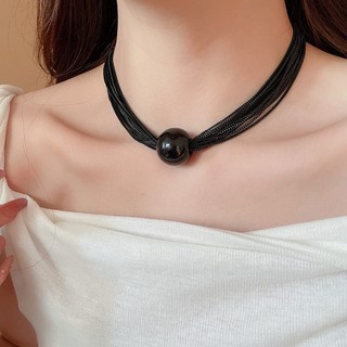 Vòng cổ chuỗi nhiều lớp bóng châu Âu và Mỹ đơn giản và cao cấp chuỗi xương đòn trang trí vòng cổ cá tính dành cho nữ