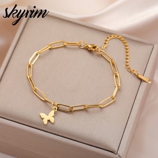 Vòng tay mặt dây chuyền hình bướm thanh lịch SKYRIM Trang sức thời trang bằng thép không gỉ dành cho nữ