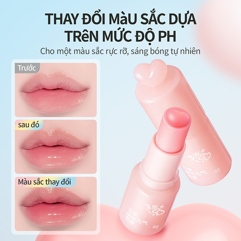 RUNBEN Son Dưỡng Môi Trẻ Em Dưỡng ẩm Và Ngăn Ngừa Nứt Nẻ, Son Môi đổi Màu 4g