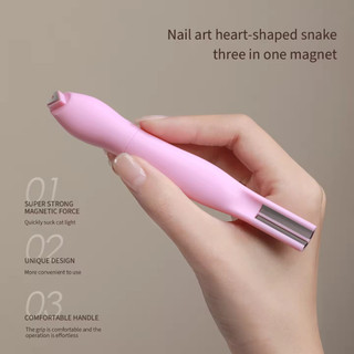 ANNIES Nam Châm Mắt Mèo Tình Yêu, Hạt Thủy Tinh Hình Trái Tim Họa Tiết Rắn, Có Thể Tháo Rời, Dụng Cụ Nam Châm Làm Móng Tay