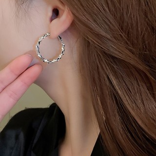 DREJEW Bạc kim loại nhiều lớp hình tròn phong cách bông tai thích hợp bông tai đơn giản bông tai