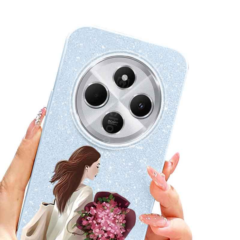 Ốp Điện Thoại YBD Cho Xiaomi POCO C75 C85 Redmi 14C 15 15C A4 5G A3 Pro POCO M7 5G Mặt Sau Của Cô Gái Cầm Hoa