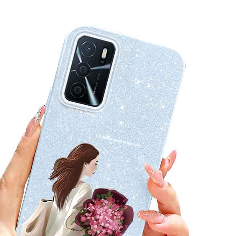 Ốp Điện Thoại YBD Cho OPPO A55 A56 A54 A53S 4G 5G A16S A16 A54S 4G Mặt Sau Cô Gái Cầm Hoa