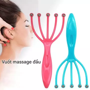 [Hàng có sẵn] Máy mát xa cầm tay Máy mát xa bóng thép năm ngón tay để thư giãn cổ da đầu Máy gãi đầu màu hồng xanh để giảm đau Chăm sóc đầu Quà tặng Massage cho cha mẹ