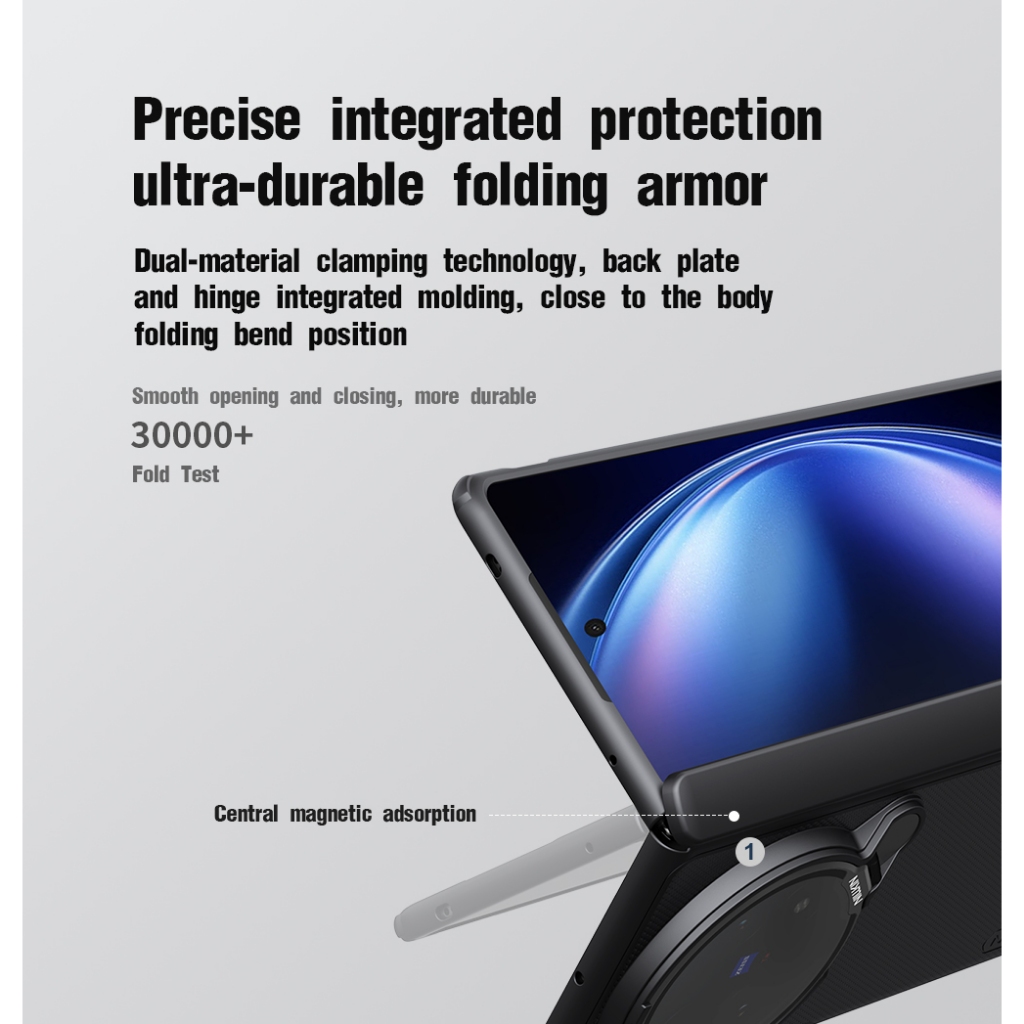 Nillkin Cho Vivo X Fold 5 Siêu Mờ Shield Prop PC Chống Sốc Chống Rơi Bảo Vệ Ống Kính Máy Ảnh Chân Đế Từ Cứng Ốp lưng Vỏ