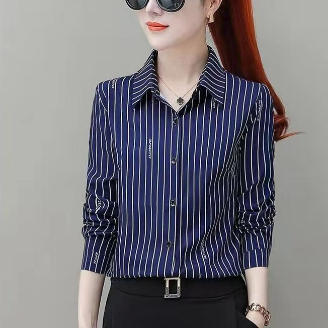 Áo Sơ Mi Tay Dài Kẻ Sọc Thời Trang Công Sở Thanh Lịch Cho Nữ
