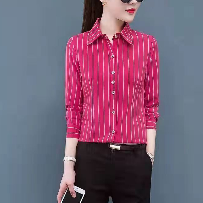 Áo Sơ Mi Tay Dài Kẻ Sọc Thời Trang Công Sở Thanh Lịch Cho Nữ
