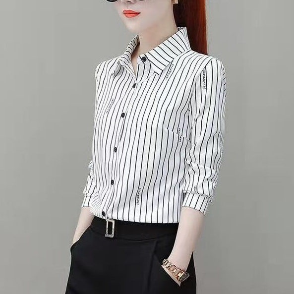 Áo Sơ Mi Tay Dài Kẻ Sọc Thời Trang Công Sở Thanh Lịch Cho Nữ
