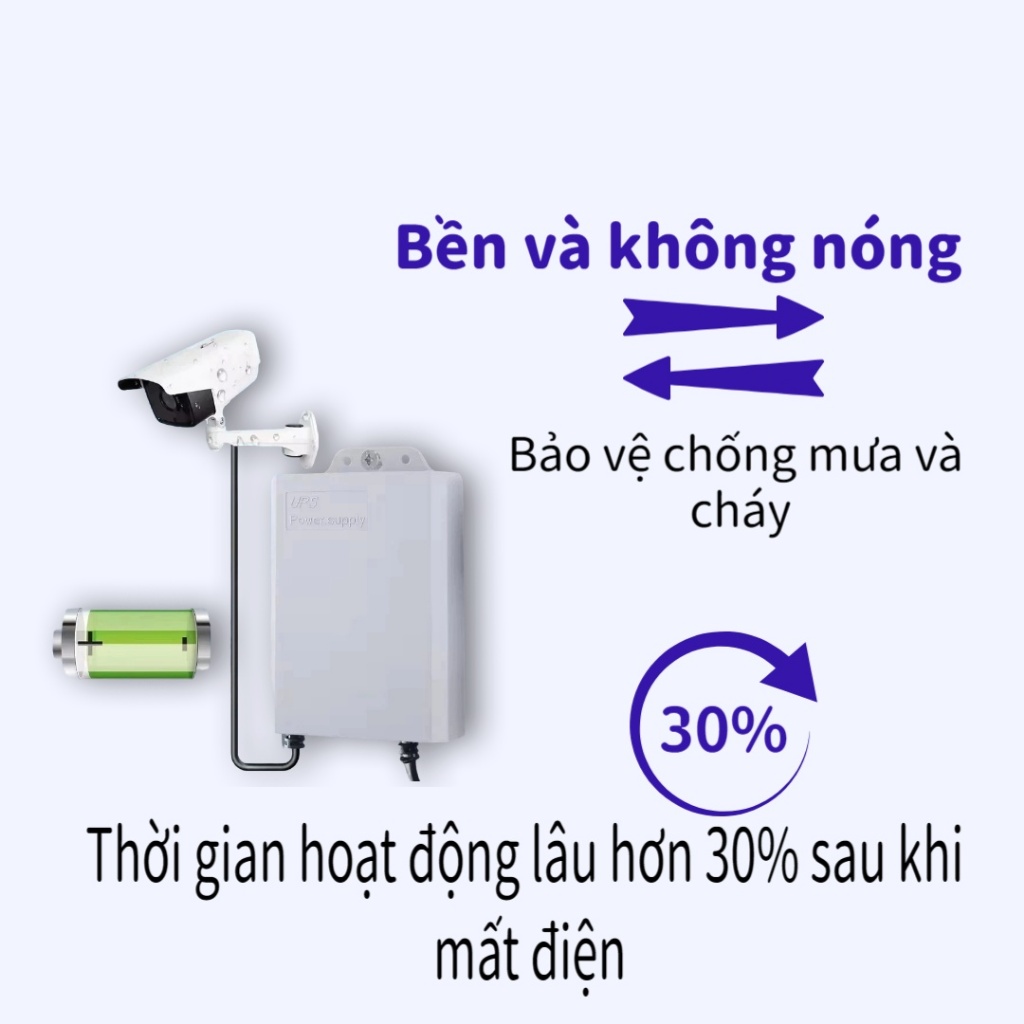 Ngoài Trời Chống Thấm Nước UPS Không Gián Đoạn Nguồn Điện Giám Sát Camera Pin Chuyên Dụng Tuổi Thọ Nguồn Điện 3m Đường Dài Chống Cháy Chống Sét