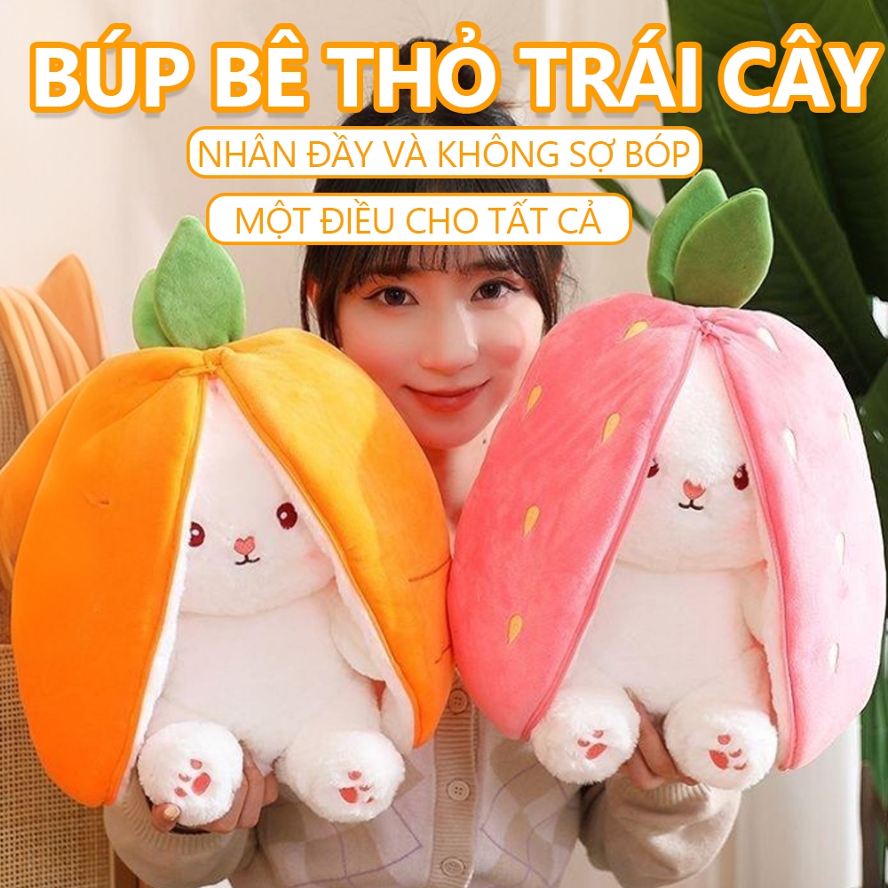Strawberry Bunny Plush Doll Cute Carrot Rabbit Fruit Toy Soft Birthday Gift for Kids