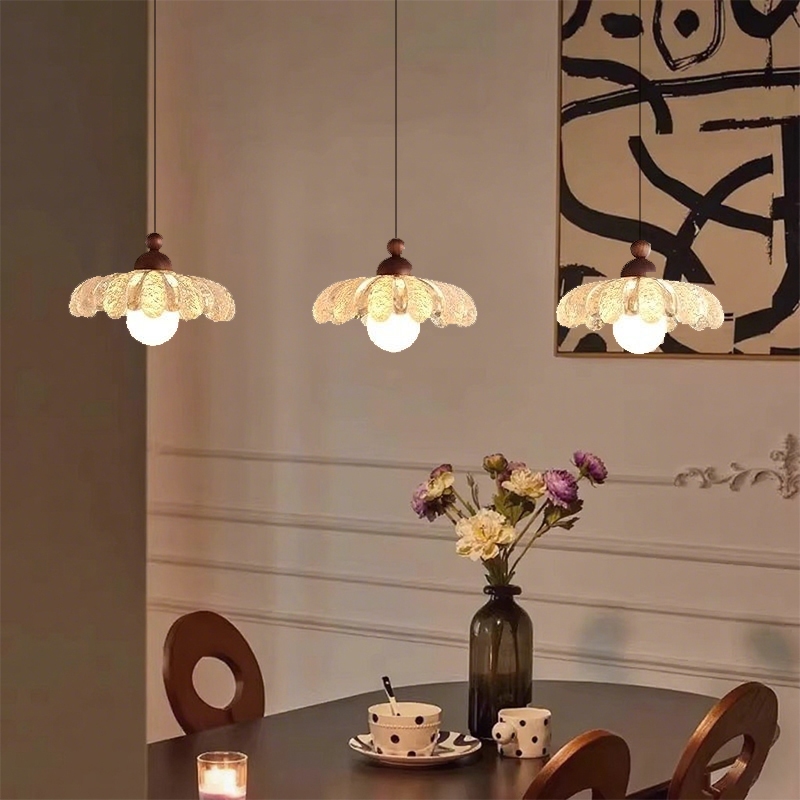 Đèn chùm trần quả óc chó cổ điển, Đèn mặt dây chuyền cánh hoa bằng nhựa thẩm mỹ thời trung cổ, quầy Bar, phòng khách, đầu giường, đèn thả trang trí quán cà phê