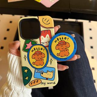 Ốp bảo vệ chân đế hình chú chó con Teddy dễ thương 2 trong 1 cho iPhone 11 12pro 13pro max 15pro 15promax 14promax 14 pro 16 pro max 16 plus 17 17 Air 17 pro 17 pro max 2 trong 1 ốp lưng