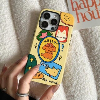 Ốp bảo vệ chân đế hình chú chó con Teddy dễ thương 2 trong 1 cho iPhone 11 12pro 13pro max 15pro 15promax 14promax 14 pro 16 pro max 16 plus 17 17 Air 17 pro 17 pro max 2 trong 1 ốp lưng