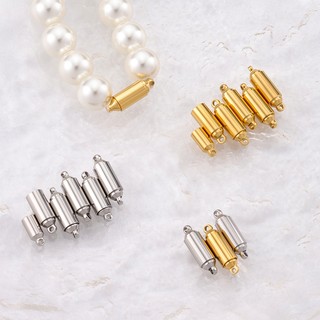 Phụ kiện trang sức DIY - Ống dài khóa từ tính thép không gỉ mạ vàng 18K