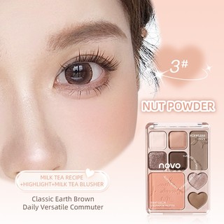 Bảng Phấn Mắt Đa Năng NOVO 8 Màu - Matte Glitter Chống Thấm Nước Lâu Dài Phong Cách Hàn Quốc Độ bão Hòa Thấp Trang Điểm Mắt 6511
