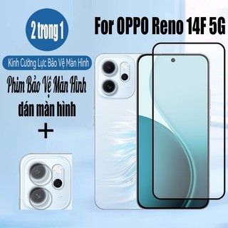 2 trong 1 OPPO Reno 14F 9D Kính Cường Lực Bảo Vệ Màn Hình Cho OPPO Reno 14 Pro 13 12 11 F 12F 11F 5G Với Ống Kính Máy Ảnh Phim