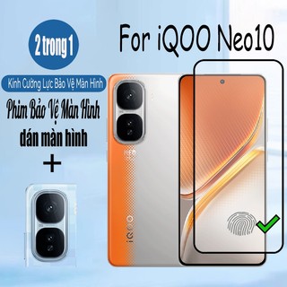 IQOO Neo 10 Phiên bản mở khóa 2 trong 1 Kính cường lực bảo vệ màn hình cho Vivo iQOO Z9 Turbo Z9x 5G Phim bảo vệ kính chống va đập & Phim ống kính máy ảnh