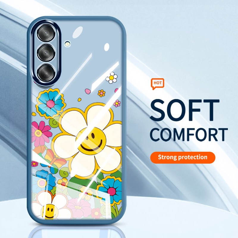 Ốp Điện Thoại Trong Suốt YBD Cho Samsung Galaxy A56 A36 A24 A25 A26 A34 A35 A54 A55 4G 5G INS Hoa Hướng Dương Vỏ Silicon Mềm Thời Trang