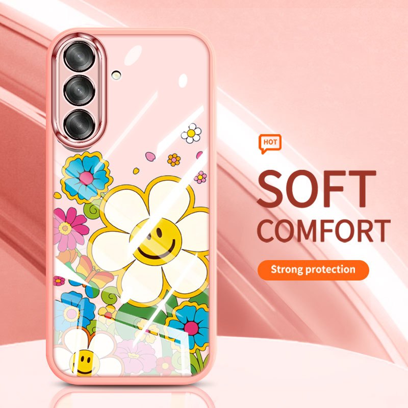 Ốp Điện Thoại Trong Suốt YBD Cho Samsung Galaxy A56 A36 A24 A25 A26 A34 A35 A54 A55 4G 5G INS Hoa Hướng Dương Vỏ Silicon Mềm Thời Trang