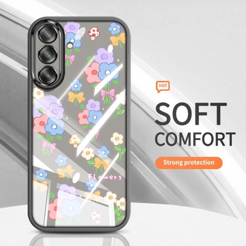 Ốp Điện Thoại Trong Suốt YBD Cho Samsung Galaxy A56 A36 A24 A25 A26 A34 A35 A54 A55 4G 5G INS Hoa Hướng Dương Vỏ Silicon Mềm Thời Trang
