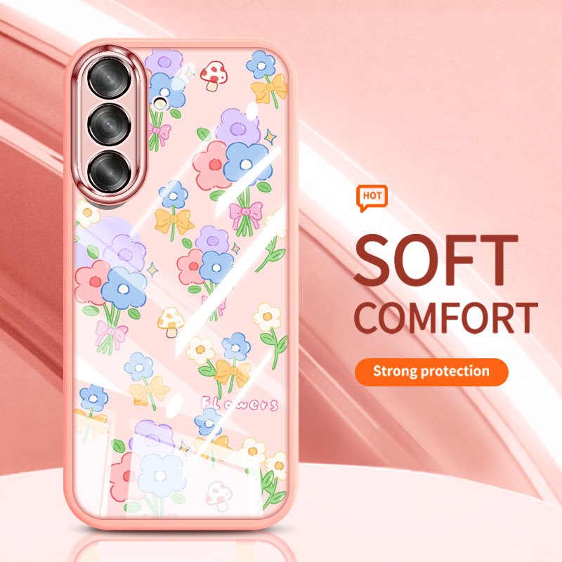 Ốp Điện Thoại Trong Suốt YBD Cho Samsung Galaxy A56 A36 A24 A25 A26 A34 A35 A54 A55 4G 5G INS Hoa Hướng Dương Vỏ Silicon Mềm Thời Trang