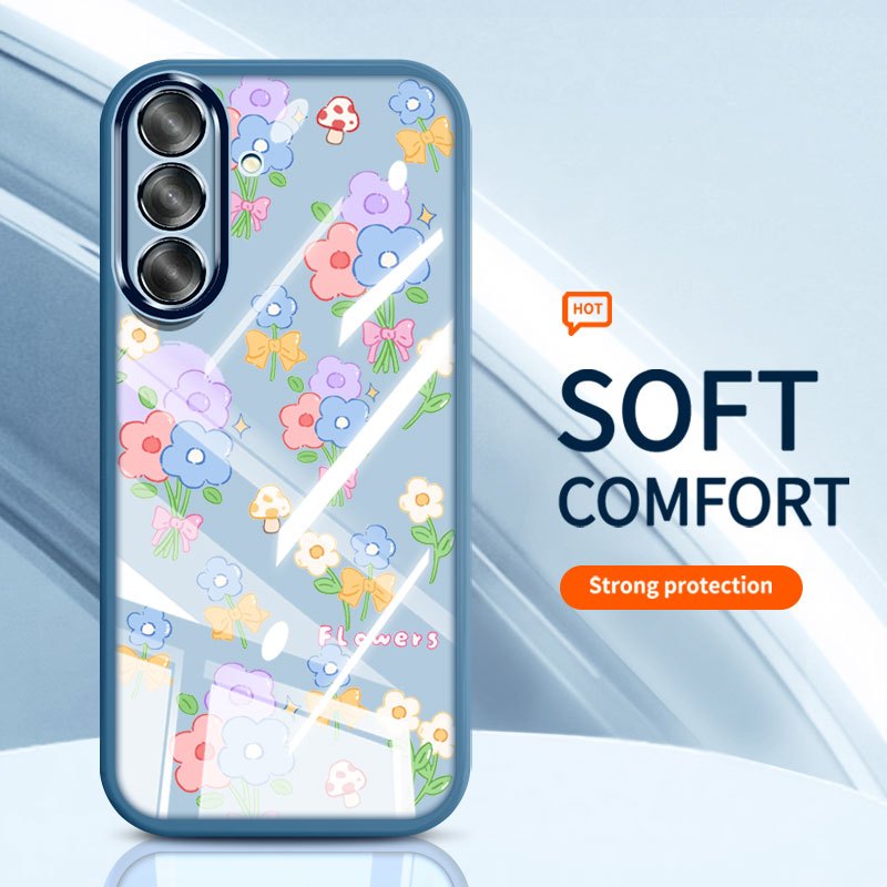 Ốp Điện Thoại Trong Suốt YBD Cho Samsung Galaxy A56 A36 A24 A25 A26 A34 A35 A54 A55 4G 5G INS Hoa Hướng Dương Vỏ Silicon Mềm Thời Trang