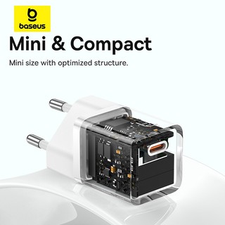 Bộ sạc nhanh Baseus 30W Mini GaN5 EU với cáp 100W Type-C sang Type-C 100W