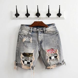 Quần short nam rách denim trendy màu xanh PL13
