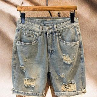 Quần short nam rách denim trendy màu xanh PL13