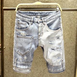 Quần short nam rách denim trendy màu xanh PL13