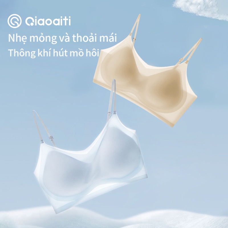 Qiaoaiti Áo ngực nữ không gọng không viền, mát lạnh, siêu mỏng, nhẹ nhàng, thoáng khí, nâng ngực, mặc mùa hè(8099)