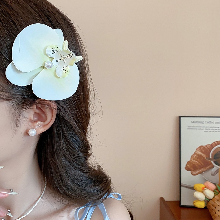 Kẹp tóc acrylic hình sao biển và ngọc trai, thiết kế hoa ngọt ngào, phụ kiện tóc thời trang