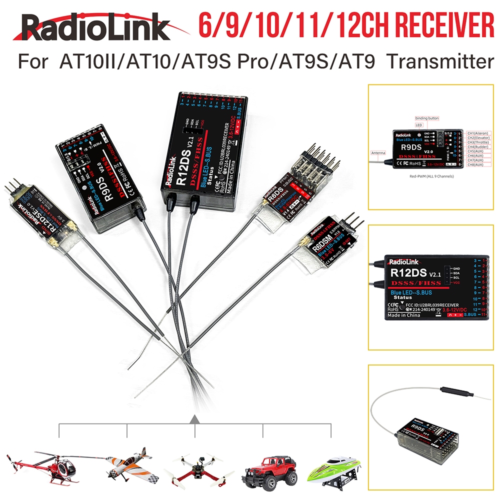 Router Dlink Ricevitore RadioLink R12DS - 12 Canali 2,4 GHz, Compatibile Con AT10 E AT10II Ricevitore 12 Canali 2.4GHz