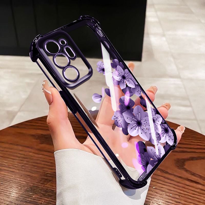YBD Chống Rơi Bốn Góc Cho Samsung Note 20 Ultra Note 10 Plus Note 10 Pro Ốp Điện Thoại Trong Suốt Phong Cách Tranh Sơn Dầu Hoa (Có Bảo Vệ Ống Kính)