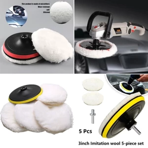 Bộ 5 Bộ đệm đánh bóng đa năng Len mềm Bonnet Pad Đĩa đánh bóng ô tô màu trắng