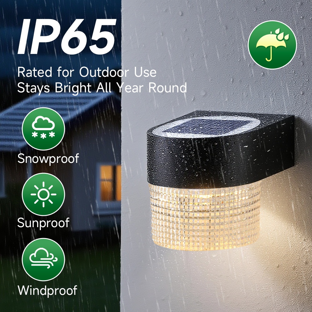 Đèn tường năng lượng mặt trời Chống nước ngoài trời IP65 Đèn LED pha lê Lampu Dinding Tự động bật / tắt cổng Đèn hàng rào sân vườn