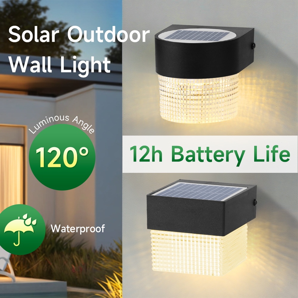 Đèn tường năng lượng mặt trời Chống nước ngoài trời IP65 Đèn LED pha lê Lampu Dinding Tự động bật / tắt cổng Đèn hàng rào sân vườn