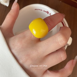 Nhẫn vuông hình học nhựa, phong cách Châu Âu và Mỹ, chủ đề rừng - Thiết kế độc đáo cho nàng ngọt ngào