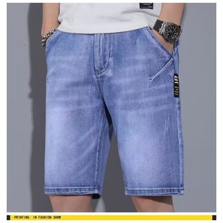 DICHUANGZHE Quần short denim dáng rộng cho nam mùa hè Quần dài thẳng đa năng thường ngày
