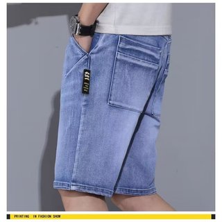 DICHUANGZHE Quần short denim dáng rộng cho nam mùa hè Quần dài thẳng đa năng thường ngày