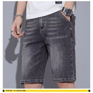 DICHUANGZHE Quần short denim dáng rộng cho nam mùa hè Quần dài thẳng đa năng thường ngày