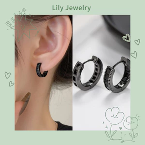 Bông Tai Zircon Đen Sáng Tạo Nam Nữ Thời Trang Cao Cấp Retro