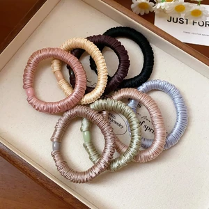 Dây buộc tóc mềm mại retro màu be-pink, phong cách Hàn Quốc, phù hợp hàng ngày